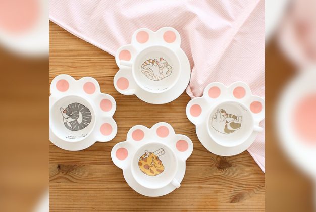 Cat Cup & Paw Saucer