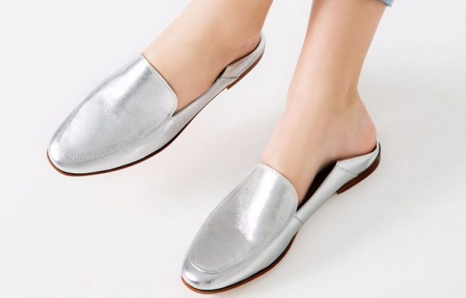 Metallic Silver flat shoes