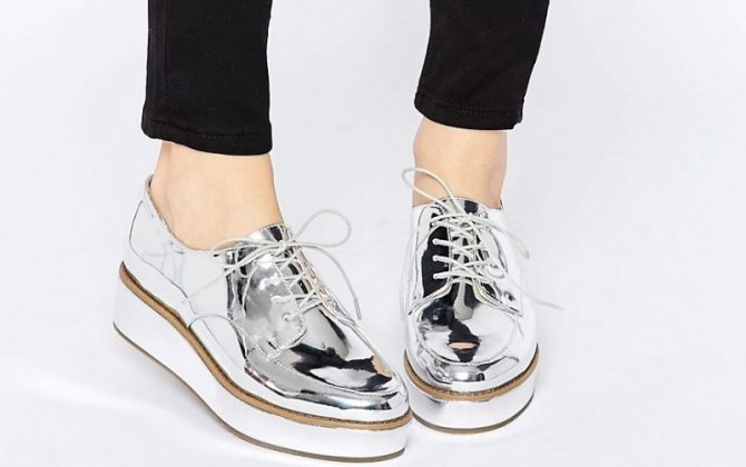 silver metalic shoes